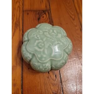 Andrea by Sadek Celadon Trinket Box Chopsticks Collection Floral Ruyi Vintage